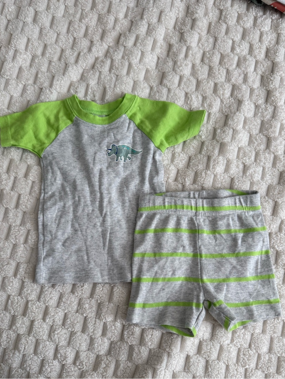 PJ Place Baby Striped Pajama Set in Gray & Green Size 3-6M